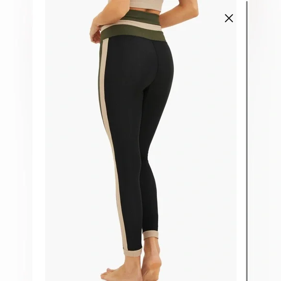 Beach Riot Sport - Melina Rib Colorblock Leggings - Military Olive - Size: Small